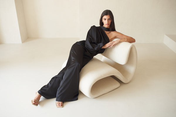 Amalia One Sleeve Satin Jumpsuit - Vasiliki
