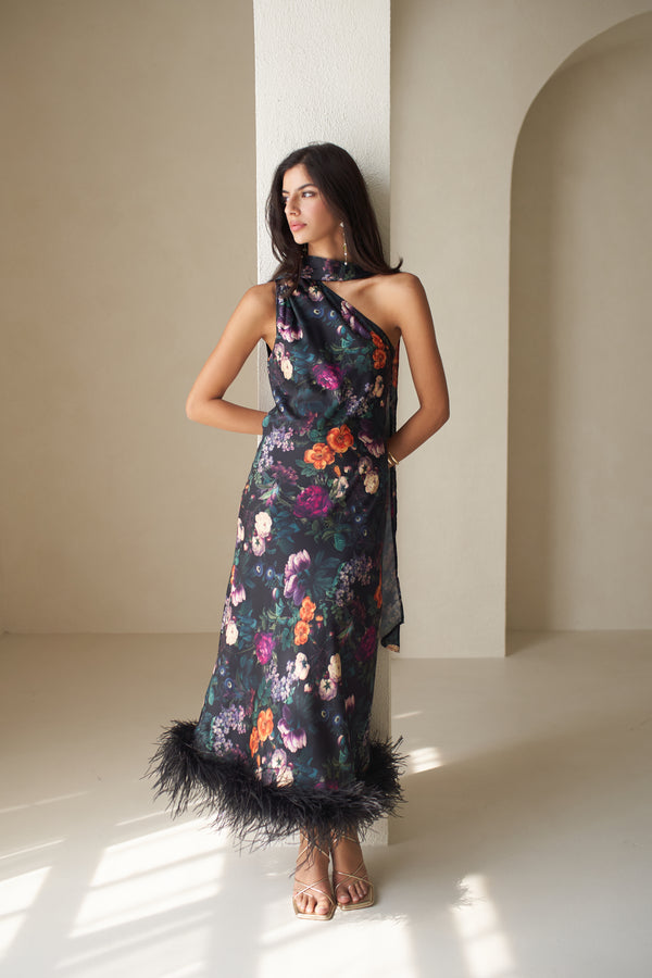 海外個人輸入 Liya Cannes One Sleeve Silky Maxi Dress - Vasiliki Clothing
