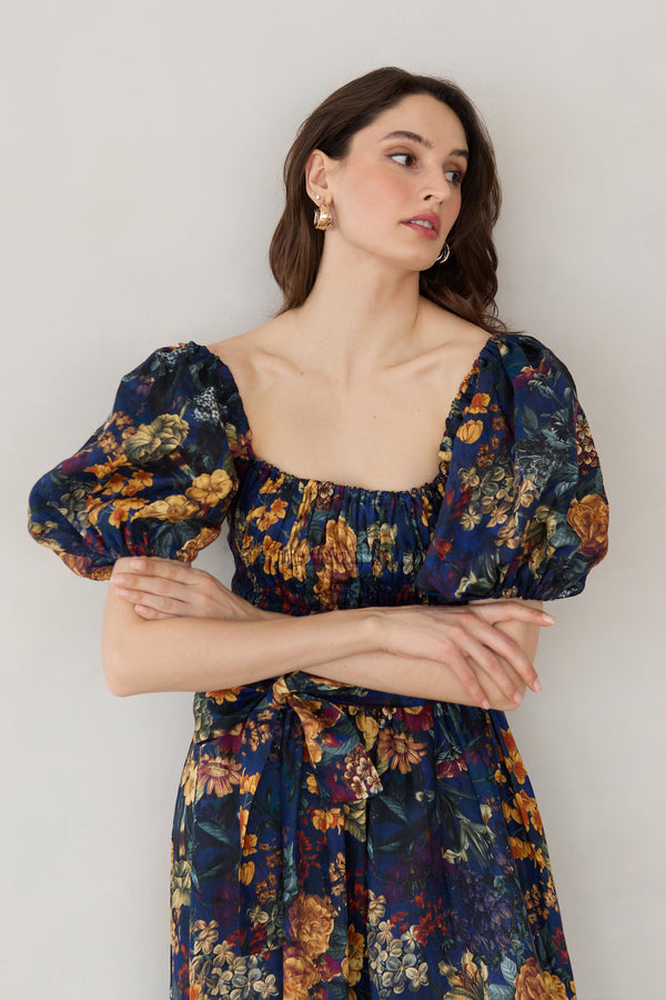 chinese dress ladies A-Line Linen Dress Chiloe in Natural Melange main image 0