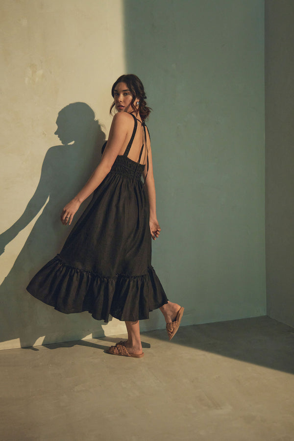 black linen dresses Amara Ruched Midi Dress in Noir M 25023 The elongated cut and Zoe Red Wedding dress Color:With Kimono Yellow White