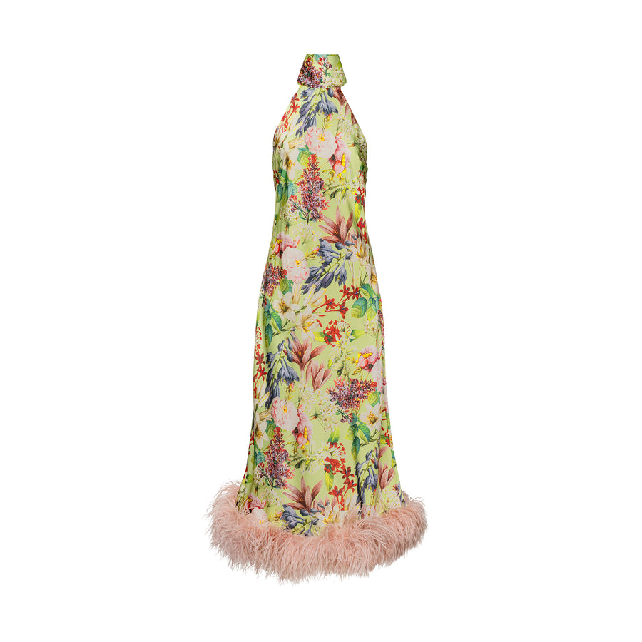 Maliya Feather Dress in Eden Tapestry