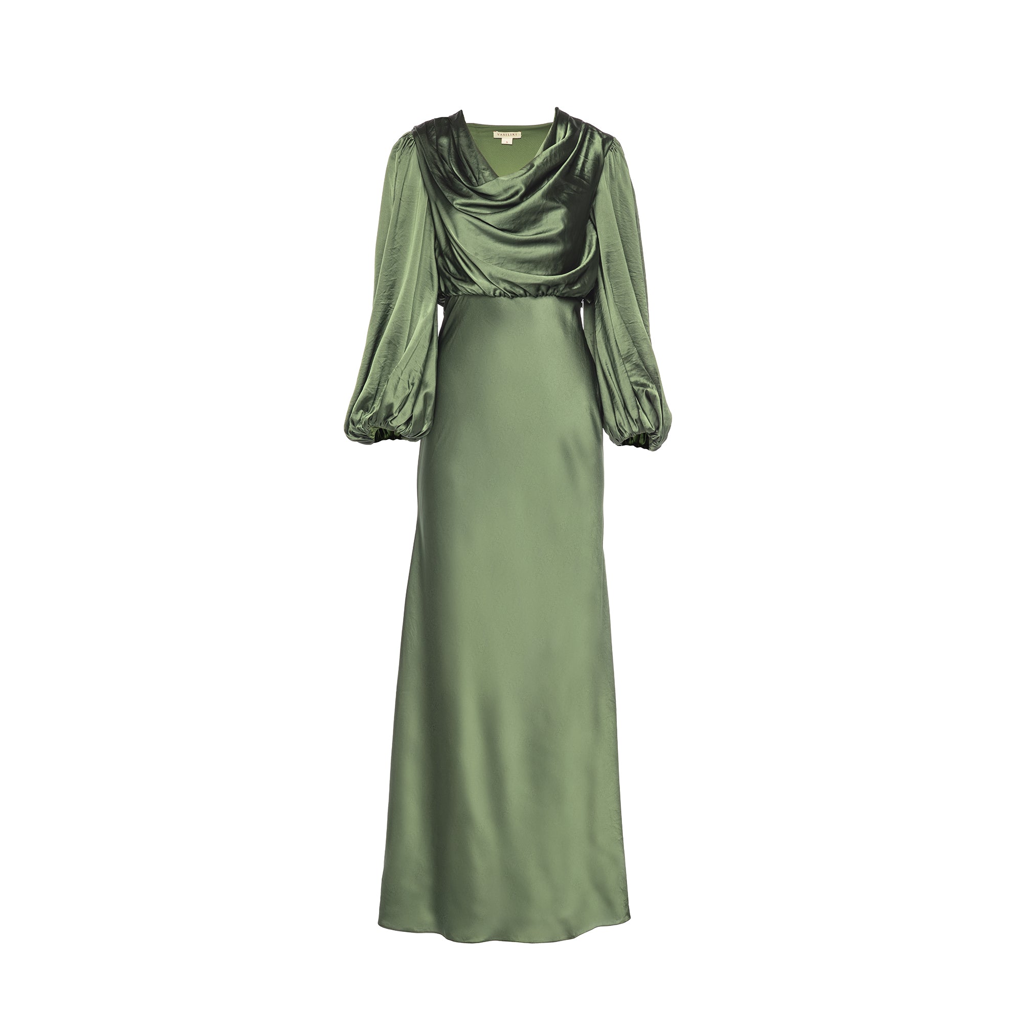 Alia Cowl Neck Gown Green Lily - Vasiliki Alia Cowl Neck Gown Green Lily - Vasiliki