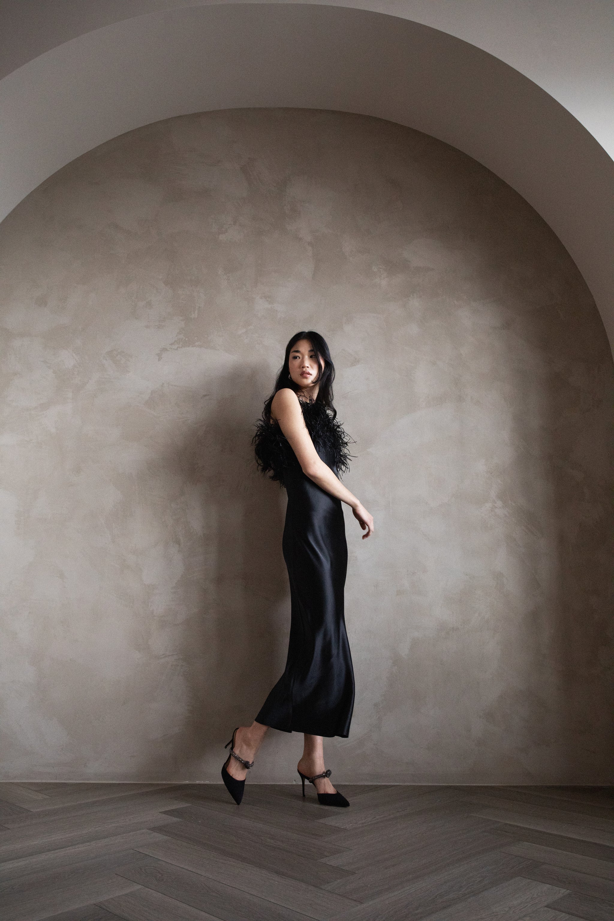 ROMA SILK FEATHER DRESS - Vasiliki ROMA SILK FEATHER DRESS - Vasiliki