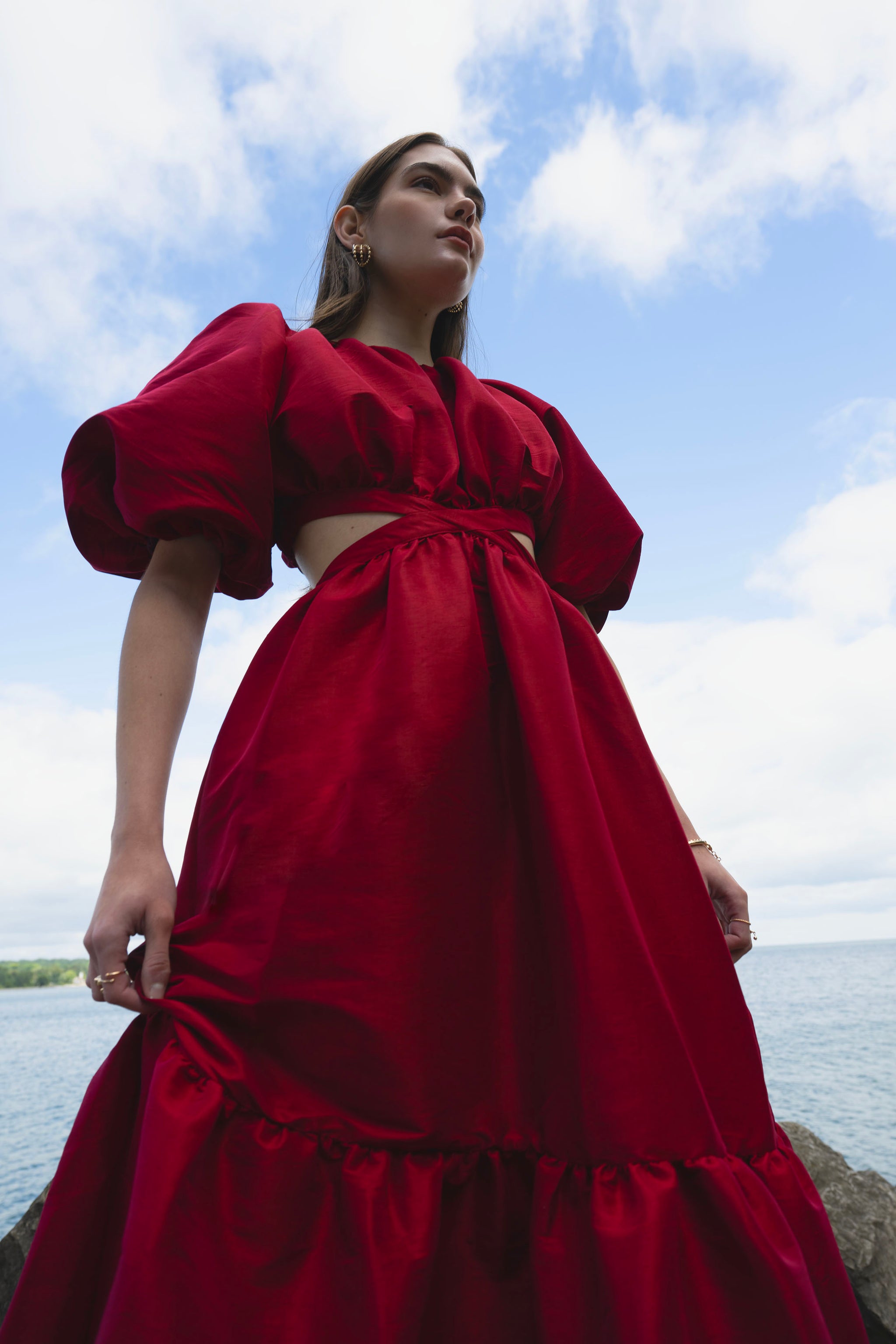 Laila Maxi Taffeta Dress Carmine - Vasiliki Laila Maxi Taffeta Dress Carmine - Vasiliki