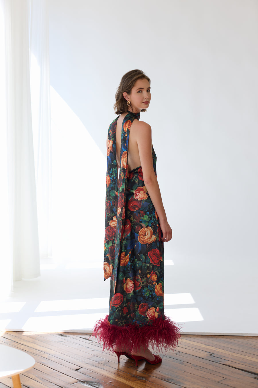 Maliya Feather Dress Amarante