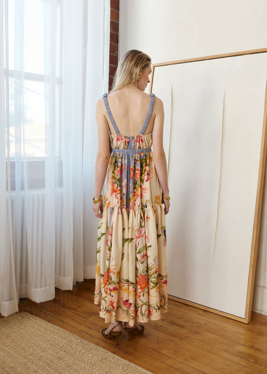 Valencia Linen Dress in Amaryllis Whisper