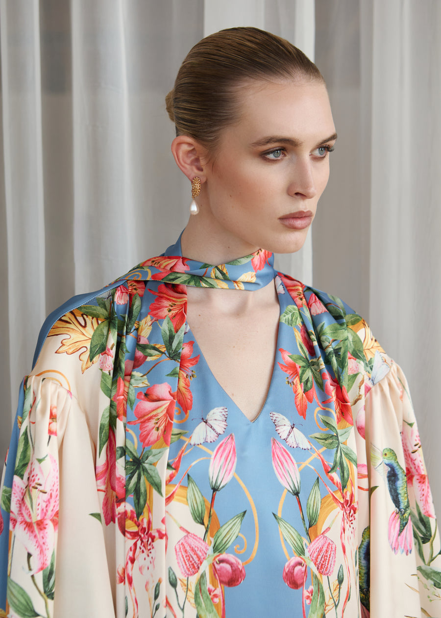 Naiara Silky Flare Dress in Amaryllis Whisper