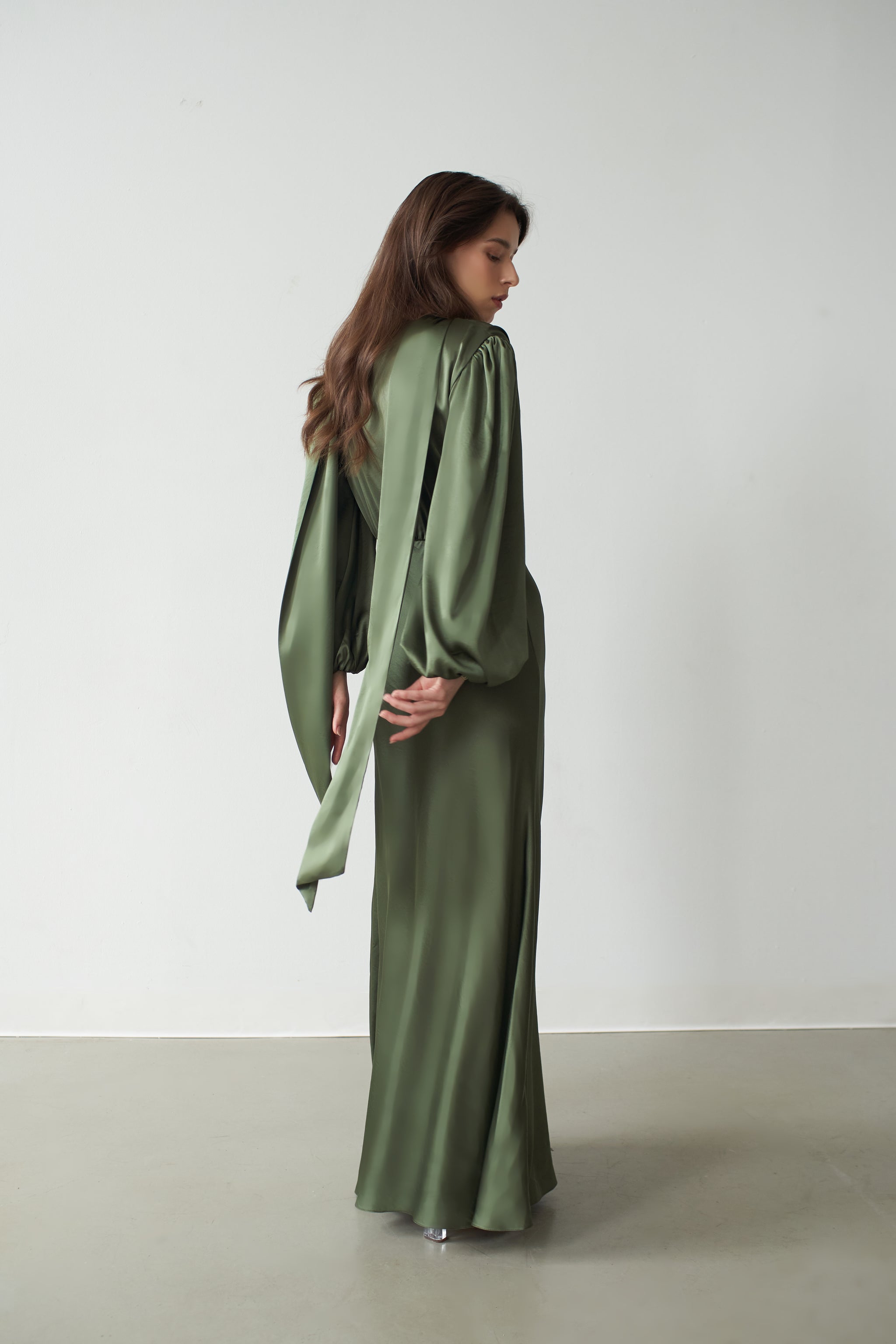 Alia Cowl Neck Gown Green Lily - Vasiliki Alia Cowl Neck Gown Green Lily - Vasiliki