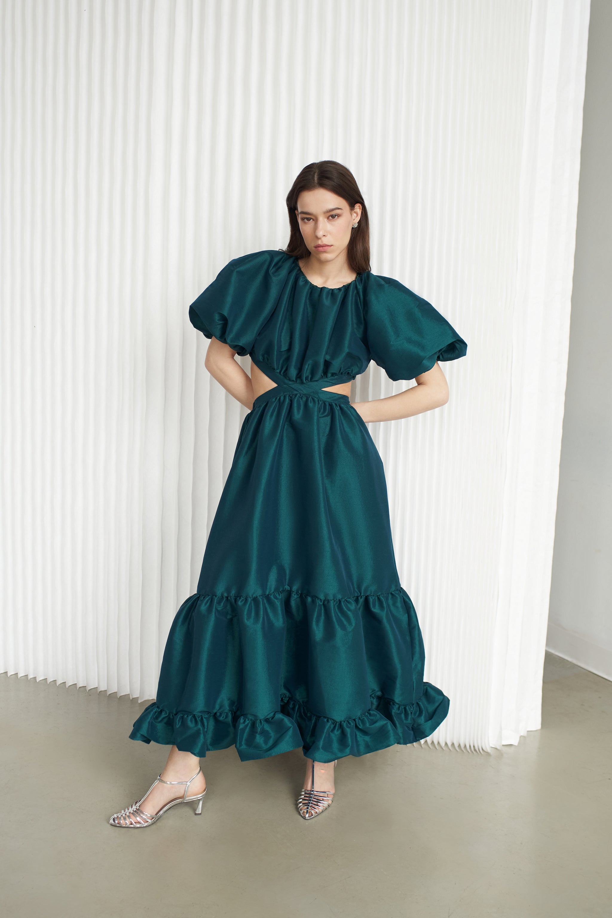 Laila Maxi Taffeta Dress Emerald Green - Vasiliki Laila Maxi Taffeta Dress Emerald Green - Vasiliki