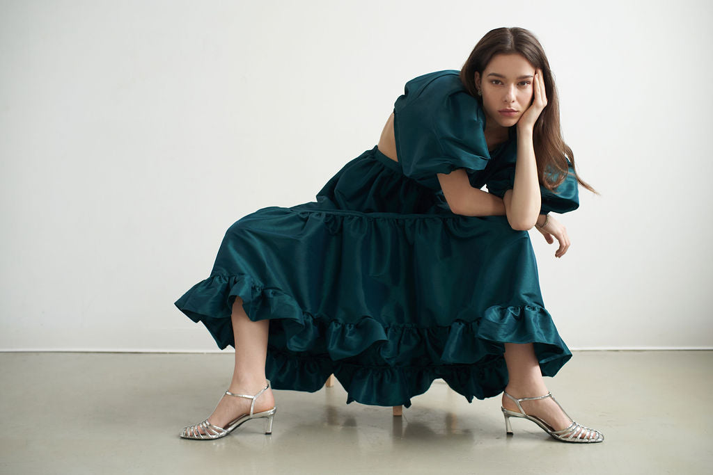 Laila Maxi Taffeta Dress Emerald Green - XS Laila Maxi Taffeta Dress Emerald Green - XS