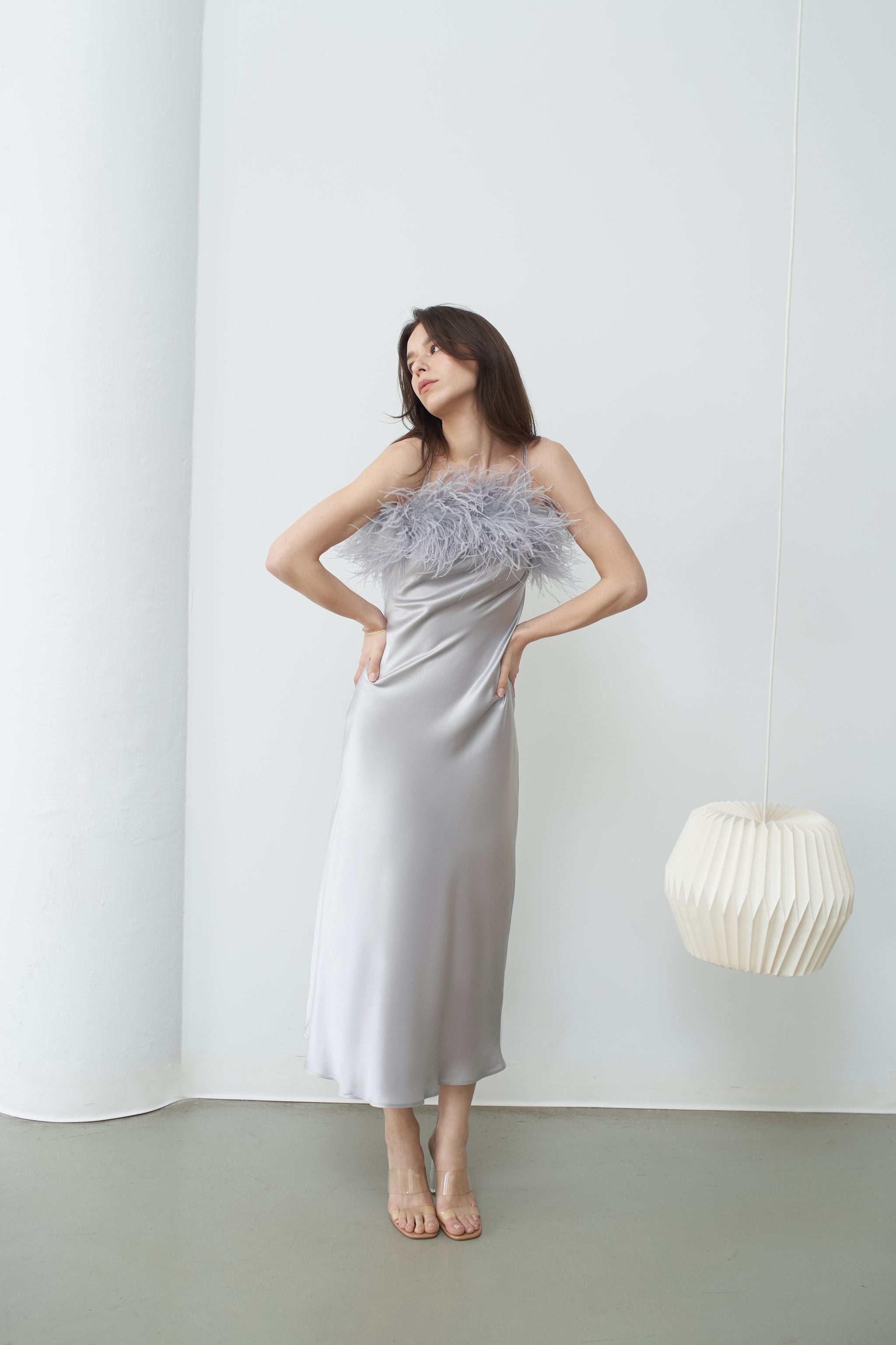 feather silk dress DROUOT feather silk - short bridal dress