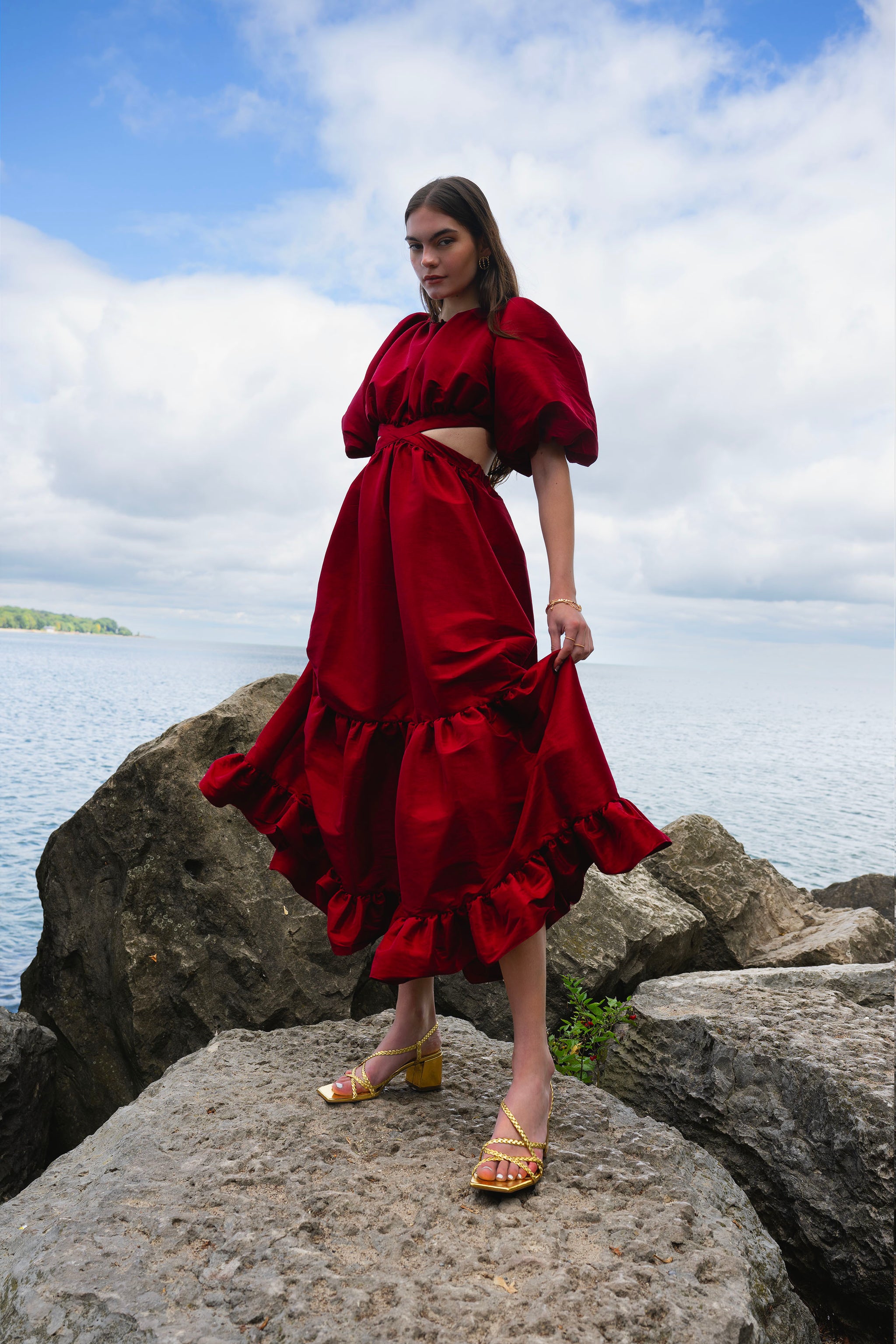 Laila Maxi Taffeta Dress Carmine Laila Maxi Taffeta Dress Carmine