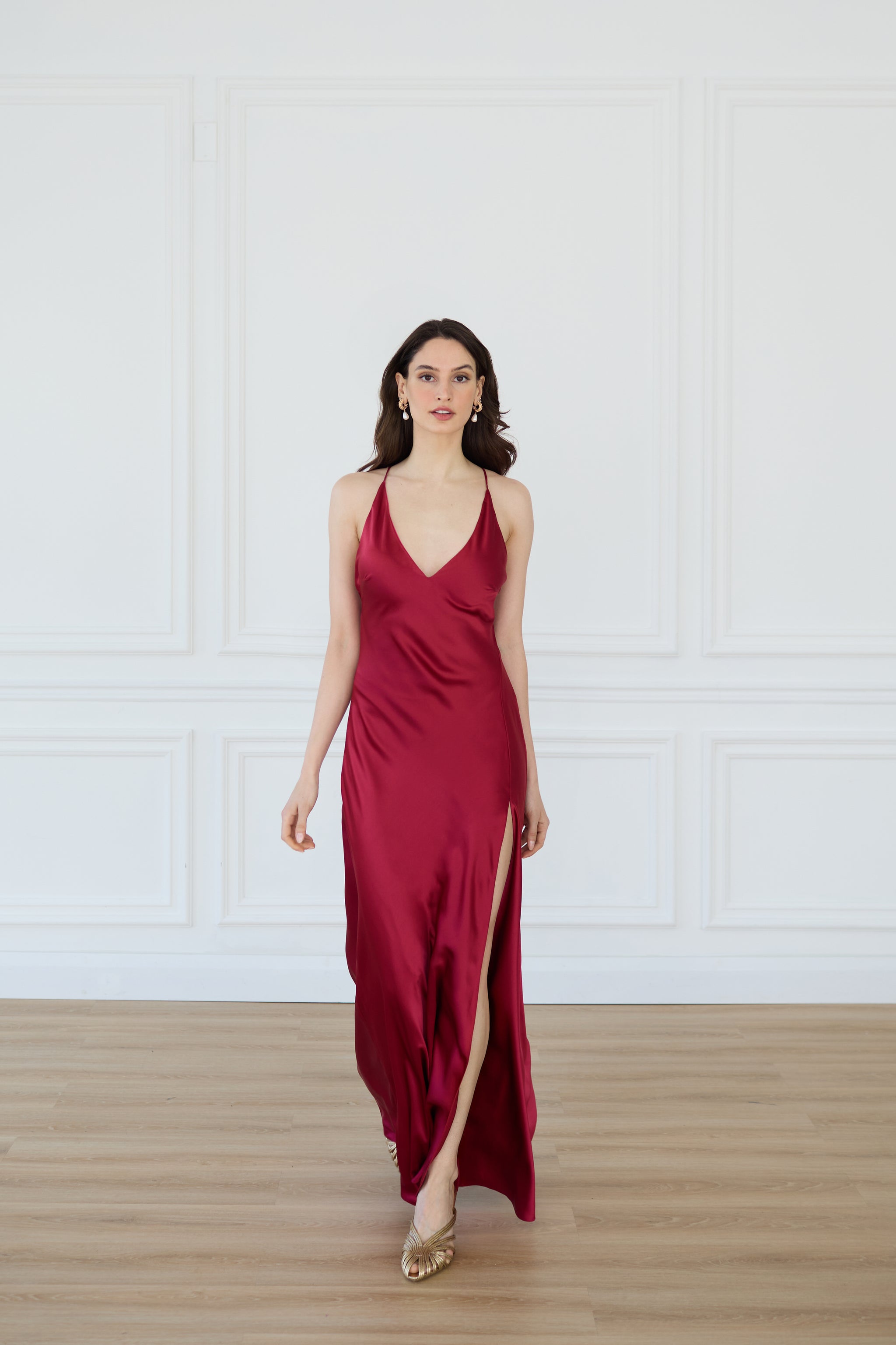 Rania Silky High Slit Gown