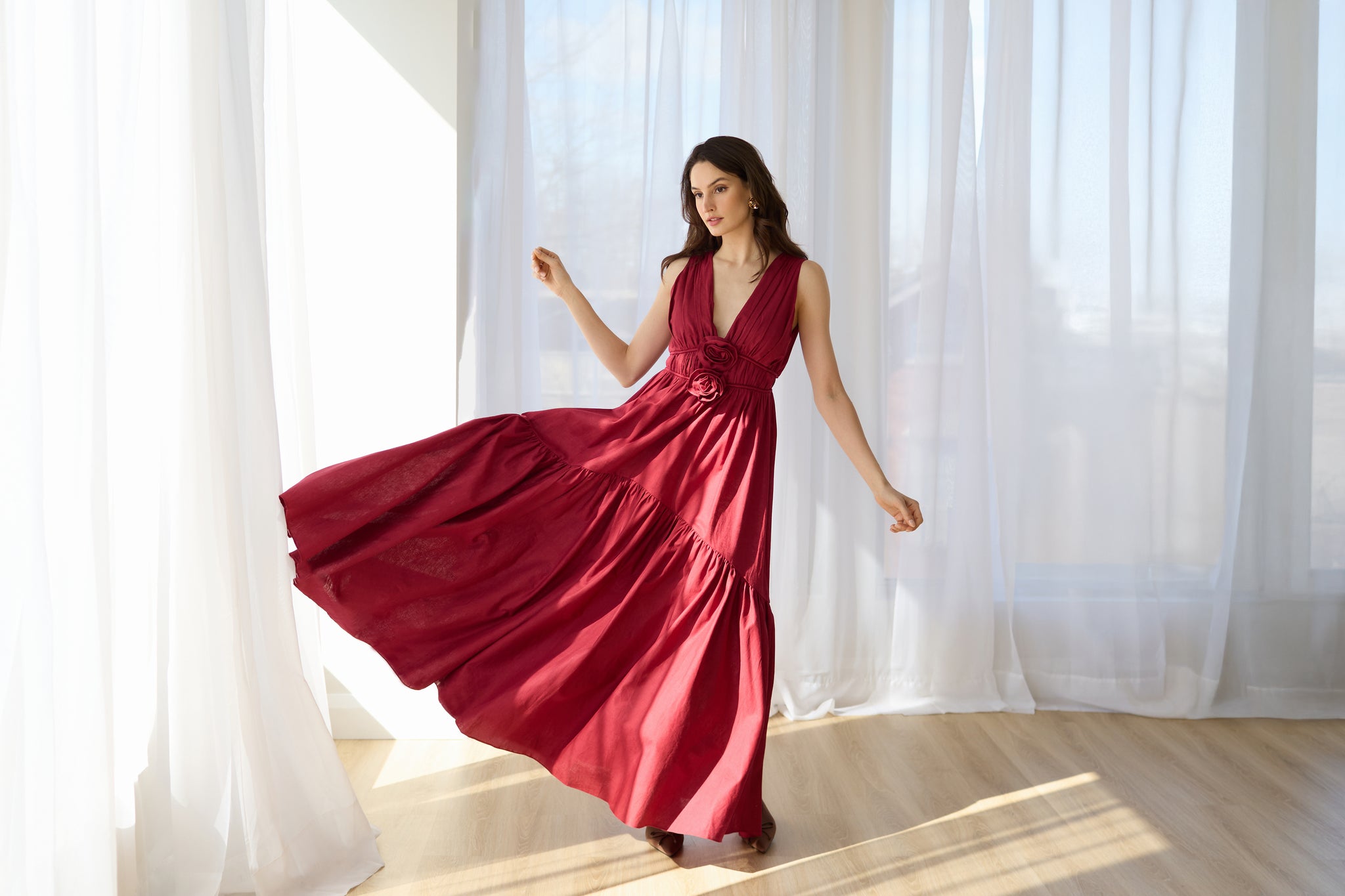 Barbara Flower Linen Dress - Vasiliki Barbara Flower Linen Dress - Vasiliki