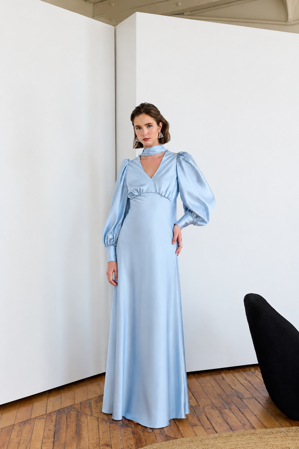 Morgan Silky Dress in Bluebell