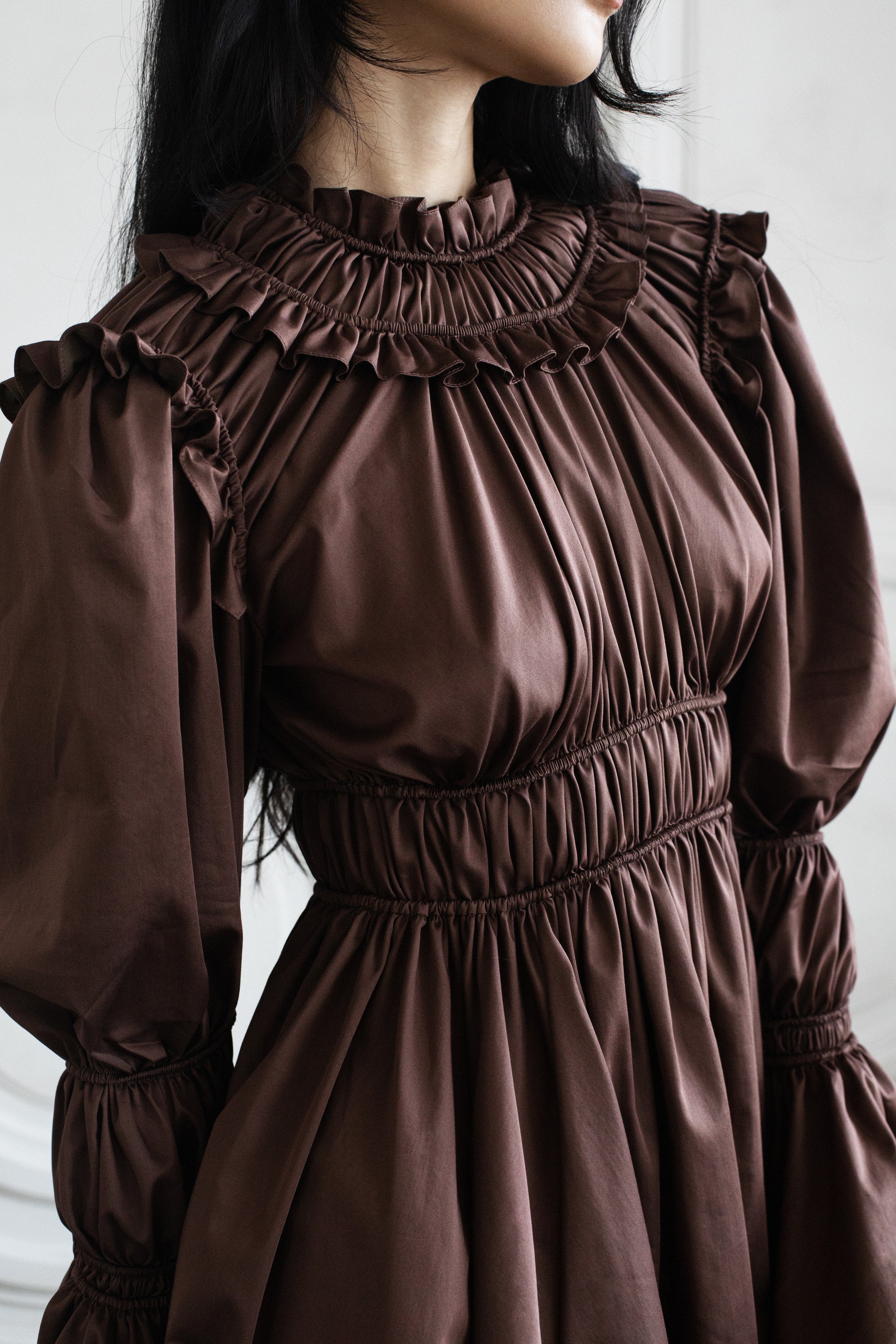 elevated puff sleeve ruched mini dress Elevated Puff Sleeve Ruched Mini Dress