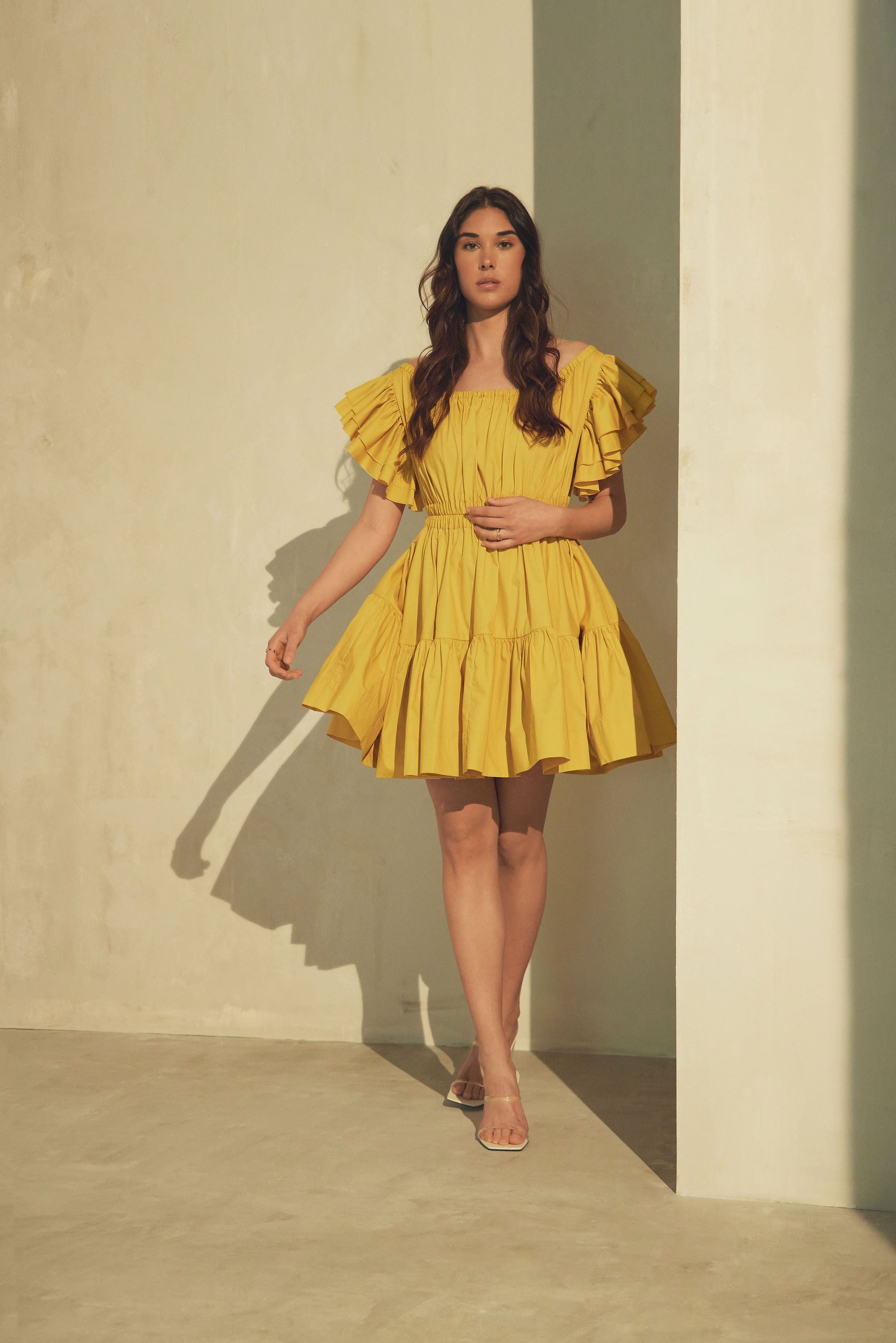 avavav mini ruffle dress Ava Presley 29801 Short Dress with Puffed Sleeves